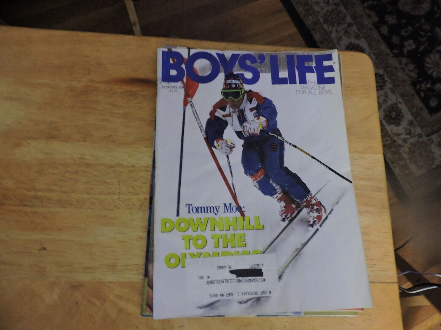 BOYS' LIFE MAGAZINE: JANUARY 1991 TOMMY MOE: DOWNHILL TO THE OLYMPICS