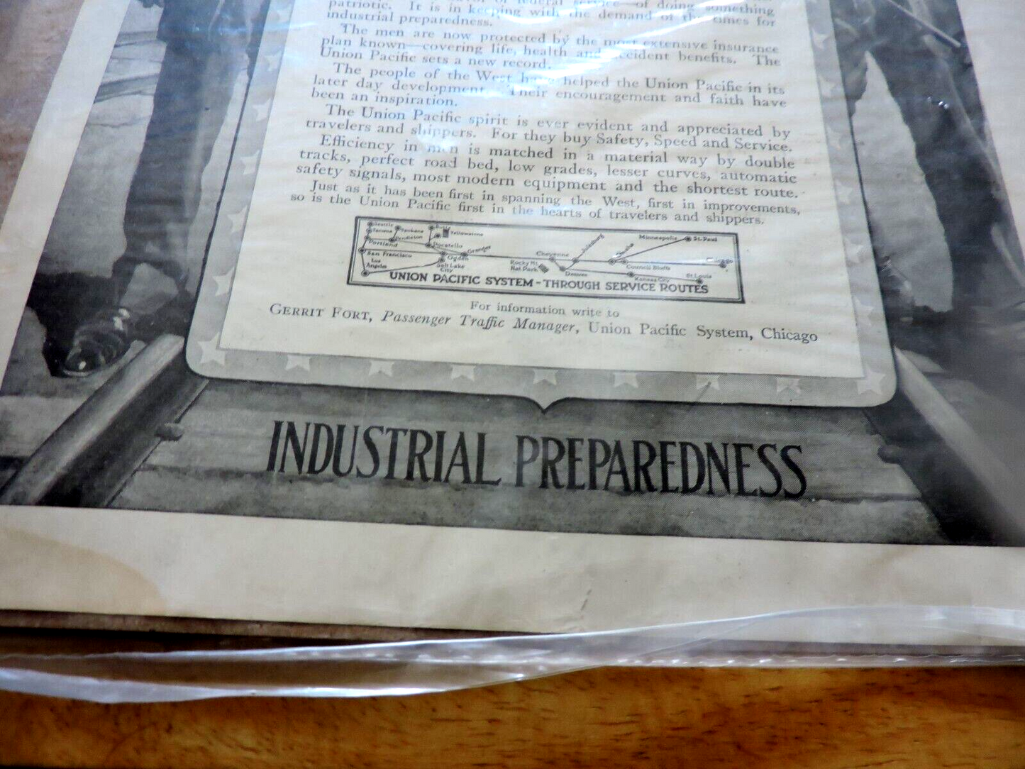 UNION PACIFIC INDUSTRIAL PREPAREDNESS ADVERTISEMENT PAGE 12X8.5 INCHES