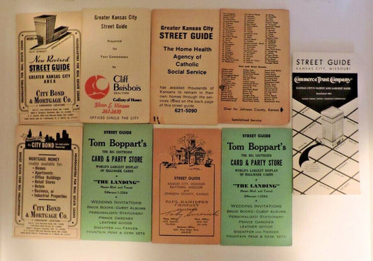 Lot of 8 Vintage Assorted Kansas City Street Guides