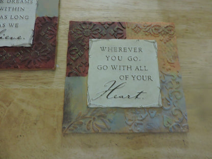 PAIR OF CERAMIC PLAQUES (WALL HANGINGS) 5.5X5.5 INCHES
