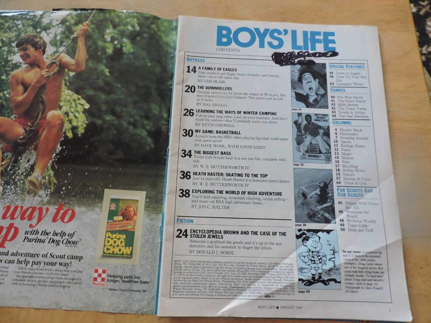 BOYS' LIFE MAGAZINE--JANUARY 1988--THE DOWNHILLERS: FASTEST SKIERS