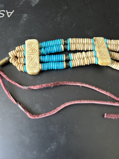 Osage Artist/Dancer: Beaded Chocker with leather bands
