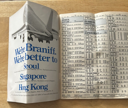 BRANIFF--SCHEDLES OCTOBER 28,1979 747 SERVICE BETWEEN LOS ANGELES AND SINGAPORE