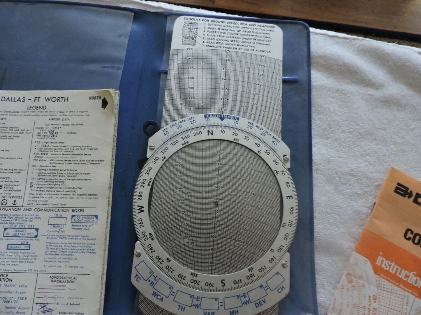 aopr -E6B FLIGHT COMPUTER  WITH DALLAS-FT. WORTH TEXAS AERONAUTICAL CHART