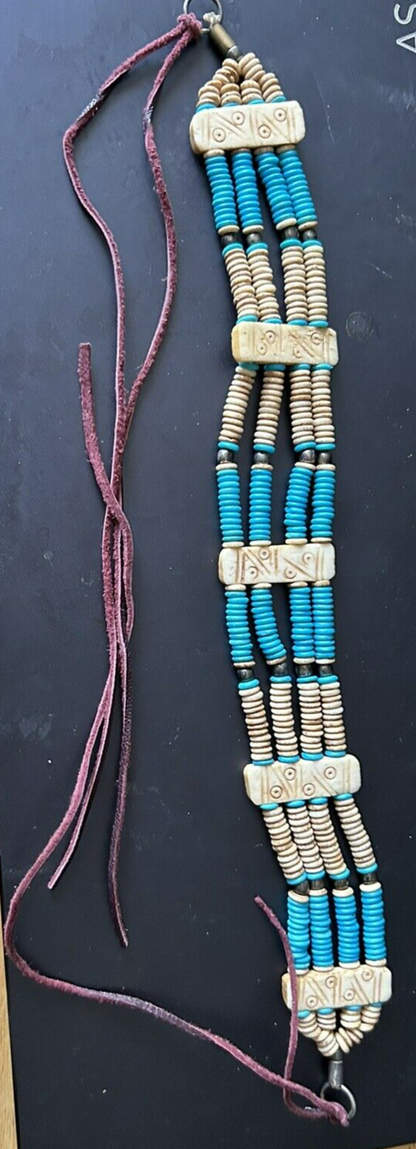 Osage Artist/Dancer: Beaded Chocker with leather bands