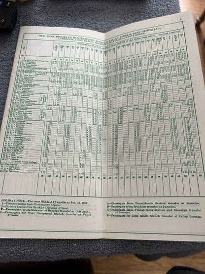 RAILROAD TIMETABLE: LONG ISLAND  JANUARY 21, 1968