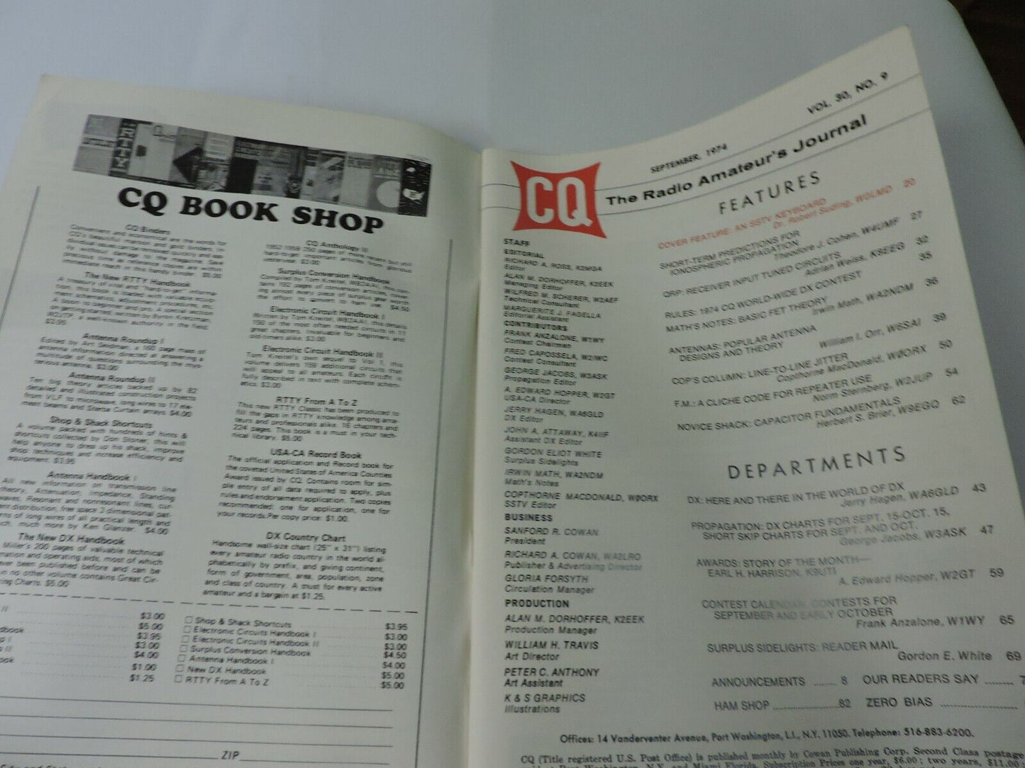 CQ; THE RADIO AMATEUR'S JOURNAL SEPTEMBER 1974.