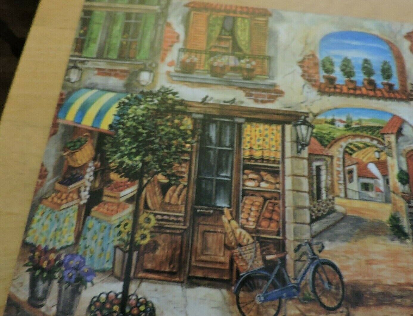 8 COLORFUL PLACEMATS OF AN ITALIAN COURT YARD SCENE 15 X 12.5 INCHES