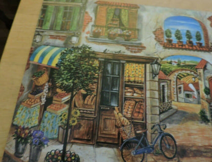 8 COLORFUL PLACEMATS OF AN ITALIAN COURT YARD SCENE 15 X 12.5 INCHES