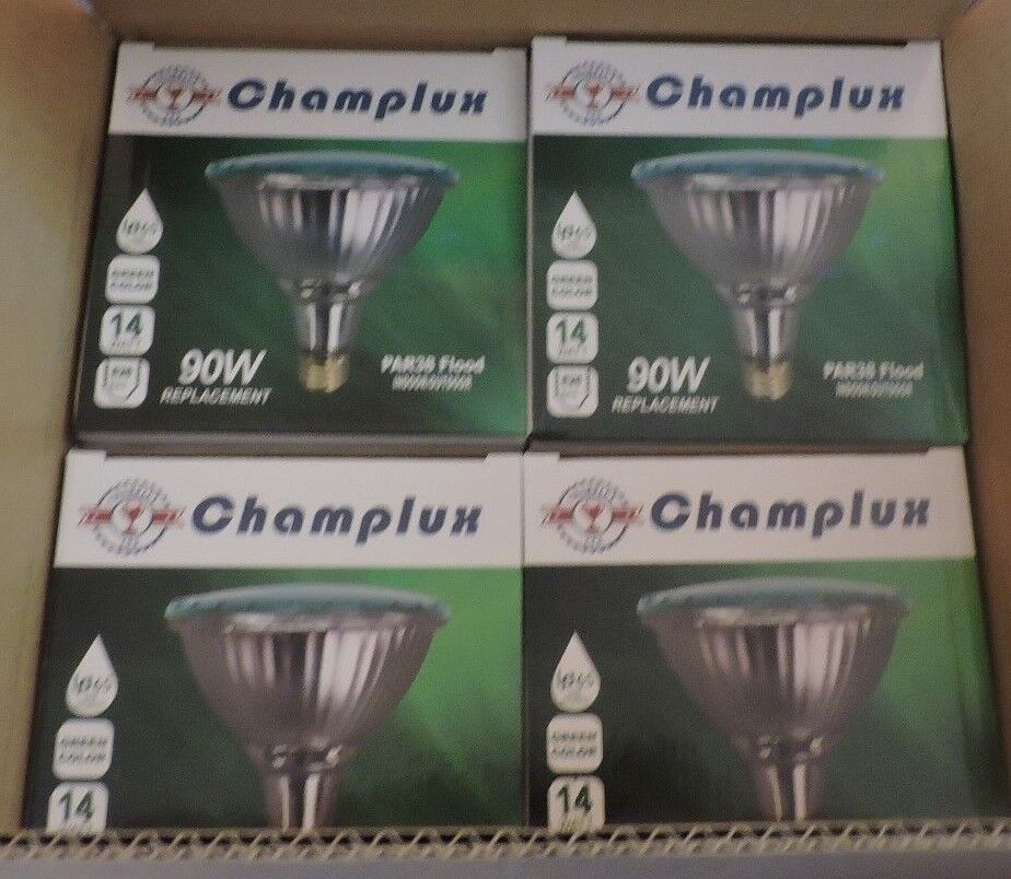 Set of 4 New Champlux PAR38 14W Green Lights