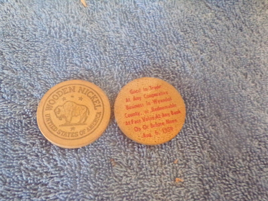 2 Vntage Wooden Nickels from KCKS/KCMO