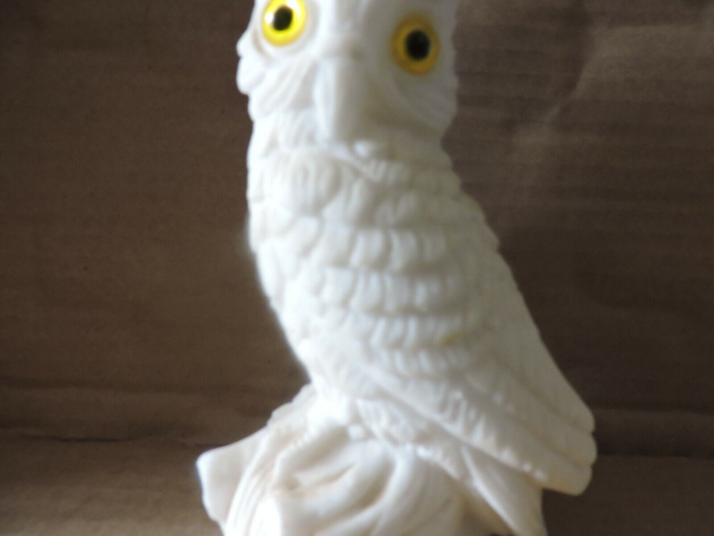 ALABASTER HORNED OWL MADE IN ITALY  5 INCHES TALL