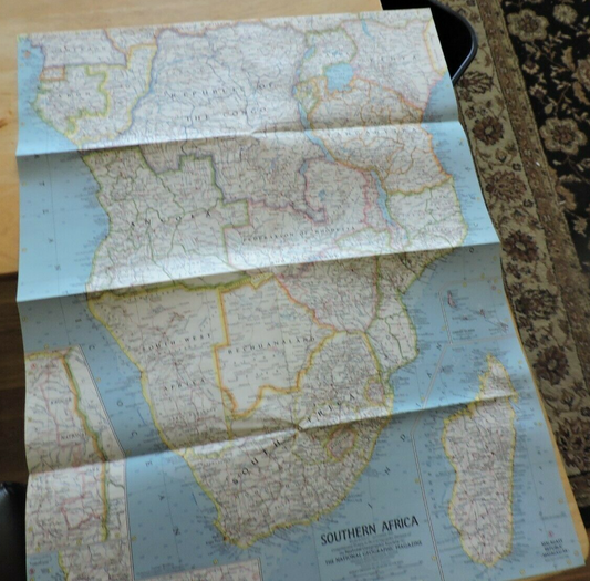 NATIONAL GEORGRAPHIC MAP OF SOUTHERN AFRICA 1962