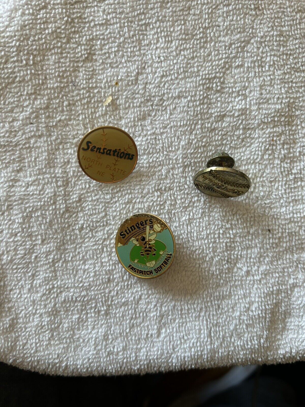 SOFTBALL PINS:  (3) SENSATIONS, STINGERS, SOFTBALL,