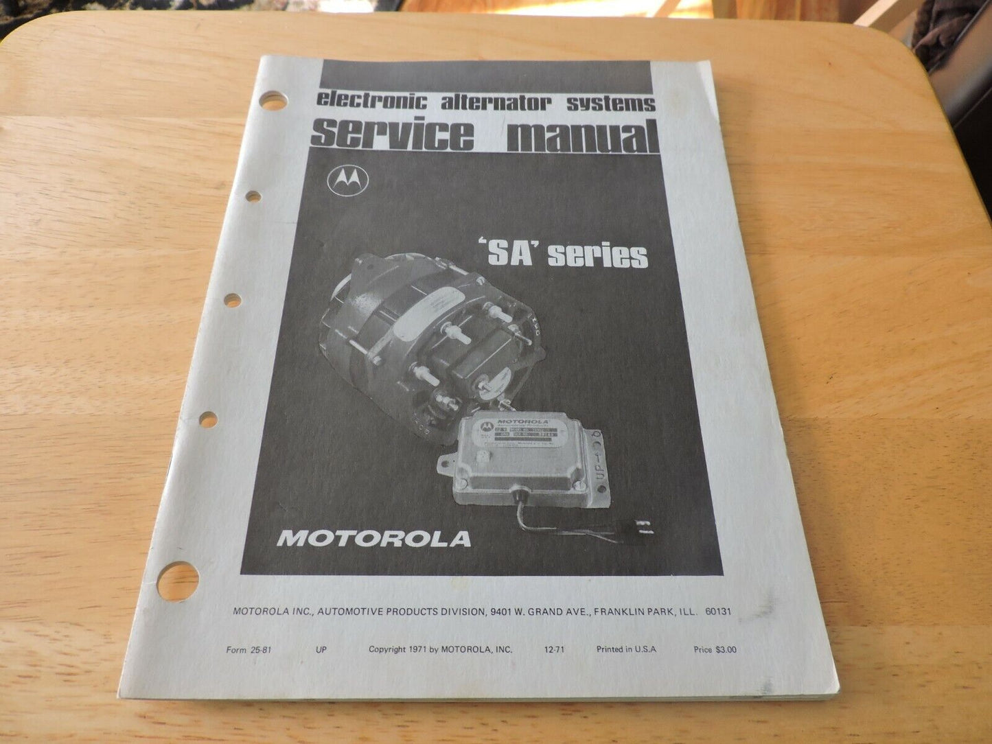 ELECTRONIC ALTERNATOR SYSTEMS SERVICE MANUAL  1971 SA SERIES