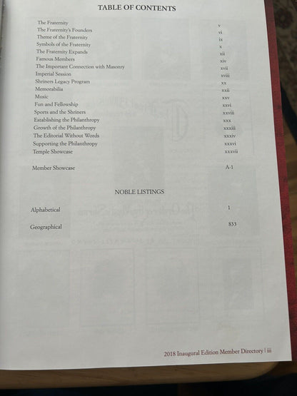2018 Inaugural Edition Shriners International! Large Hardback Book!