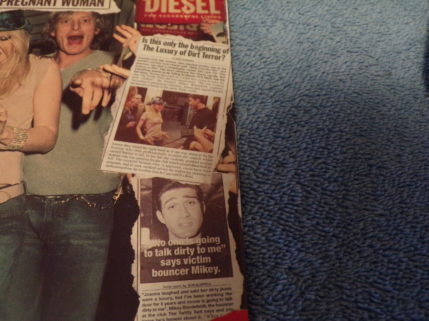 Diesel Advertisement Postcard: "Country Rock Star Joanna Attacks Pregnant Woman"