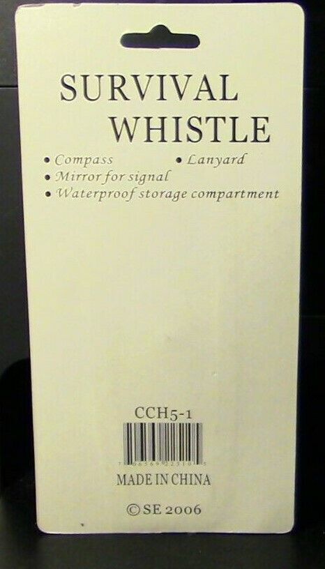 Survival Whistle, Includes Compass Lanyard, Mirror & Waterproof Compartment