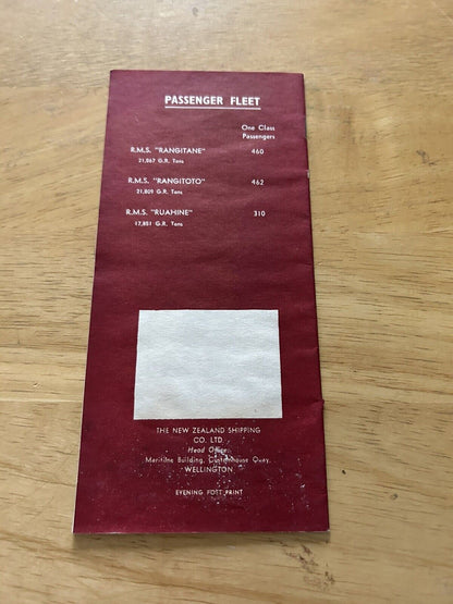 VINTAGE:  NEW ZEALAND LINE FARES AND SAILINGS 1966