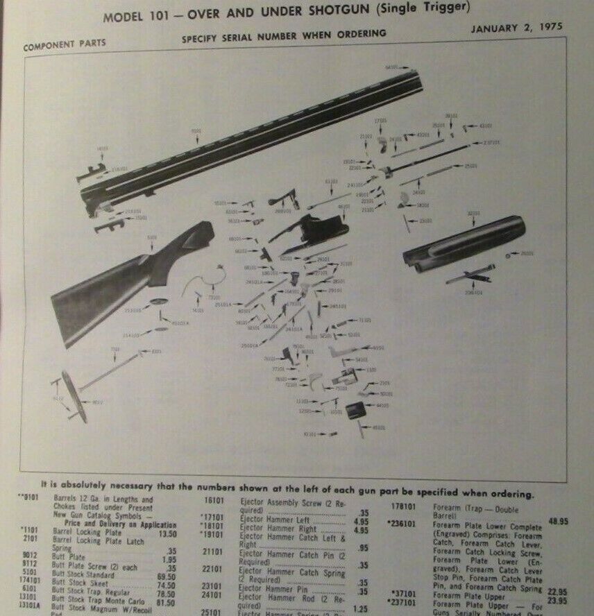 Vintage 1975 Winchester Firearms Component Parts Catalog