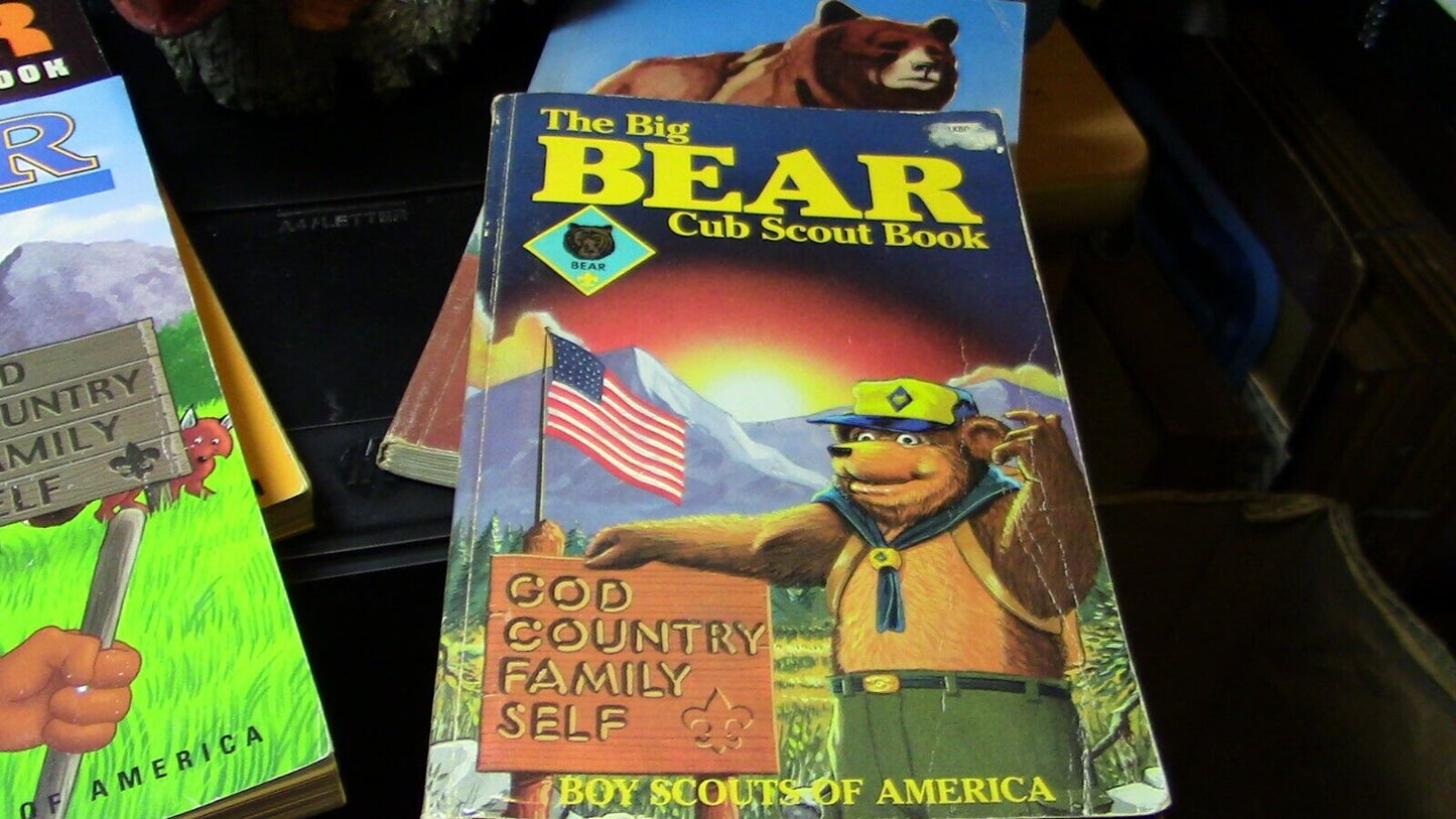 Lot of 4 Cub Scout "Bear" Books ( '54, '67, '84, '99) and Bear Wall Hanger