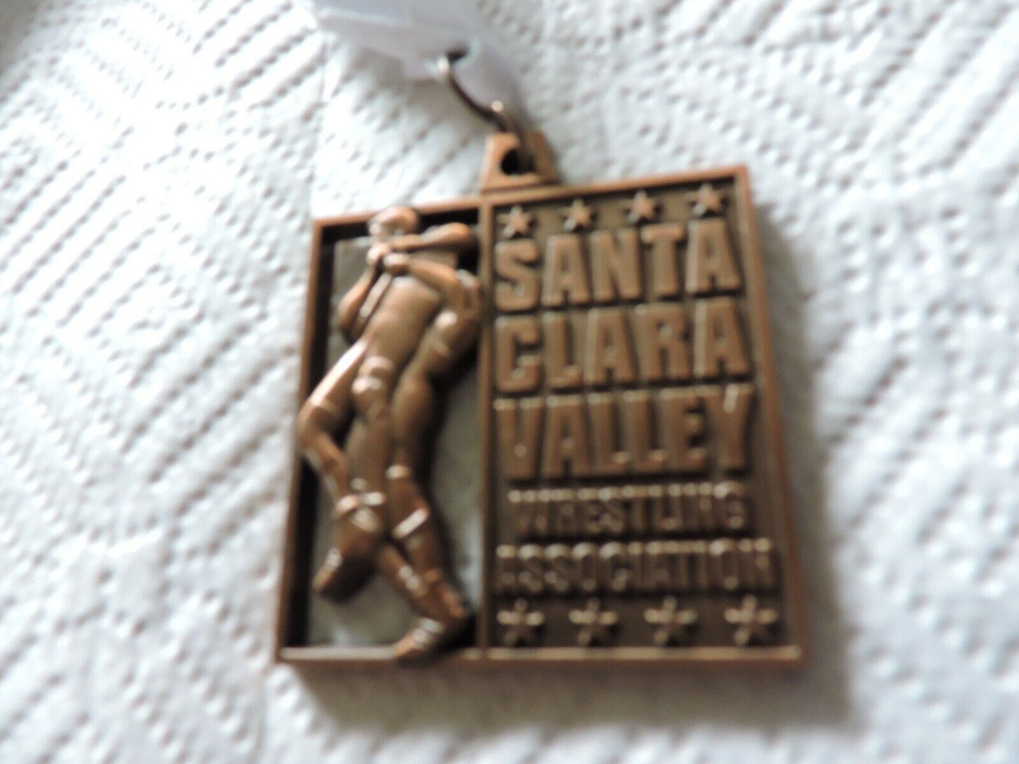 SANTA CLARA VALLEY WESTLING ASSSOCIATION-2 INCH SQUARE WITH WHITE RIBBON