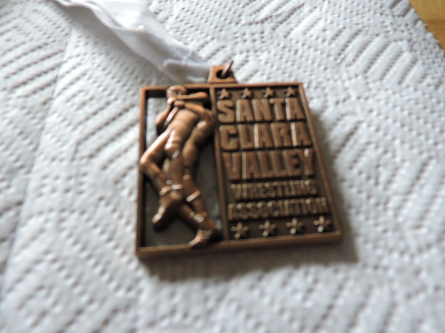 SANTA CLARA VALLEY WESTLING ASSSOCIATION-2 INCH SQUARE WITH WHITE RIBBON
