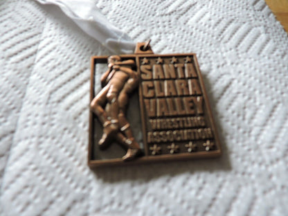 SANTA CLARA VALLEY WESTLING ASSSOCIATION-2 INCH SQUARE WITH WHITE RIBBON