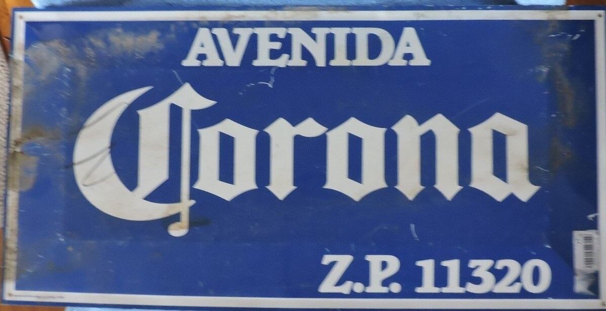 Avenida Corona Tin Sign ZP11320 (Blue with white letters)