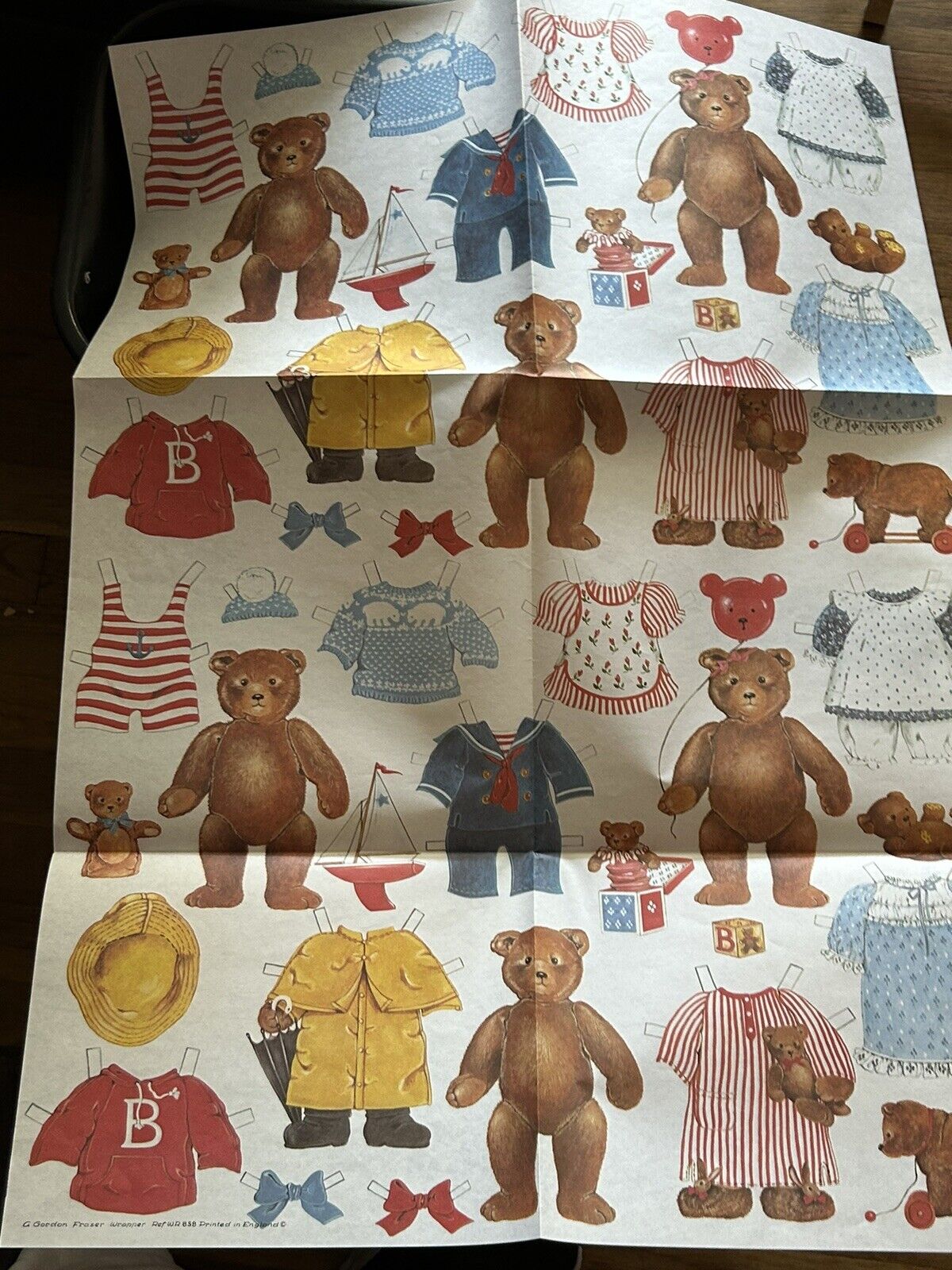 G. GORDON FRASER WRAPPER--BEAR WITH CLOTHES--PRINTED IN ENGLAND NO DATE