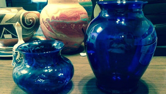 PAIR OF DARK BLUE VASES