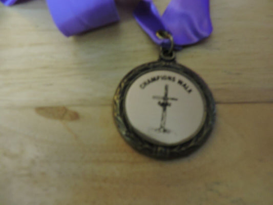 RELIGIOUS 1.75 INCH MEDAL:  CHAMPIONS WALK PURPLE RIBBON
