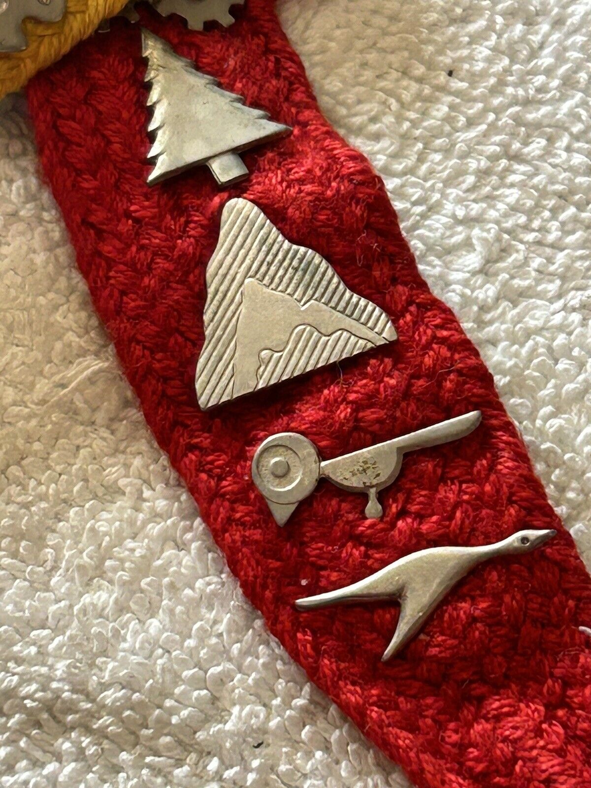 BOY SCOUTS WEBOLOS TRICOLOR RIBBON WITH 14 ACTIVITY PINS