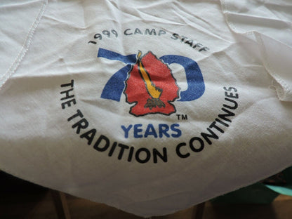OFFICIAL BSA WHITE 1999 CAMP STAFF 70 YEARS THE TRADITION CONTINUES" NECKERCHIEF