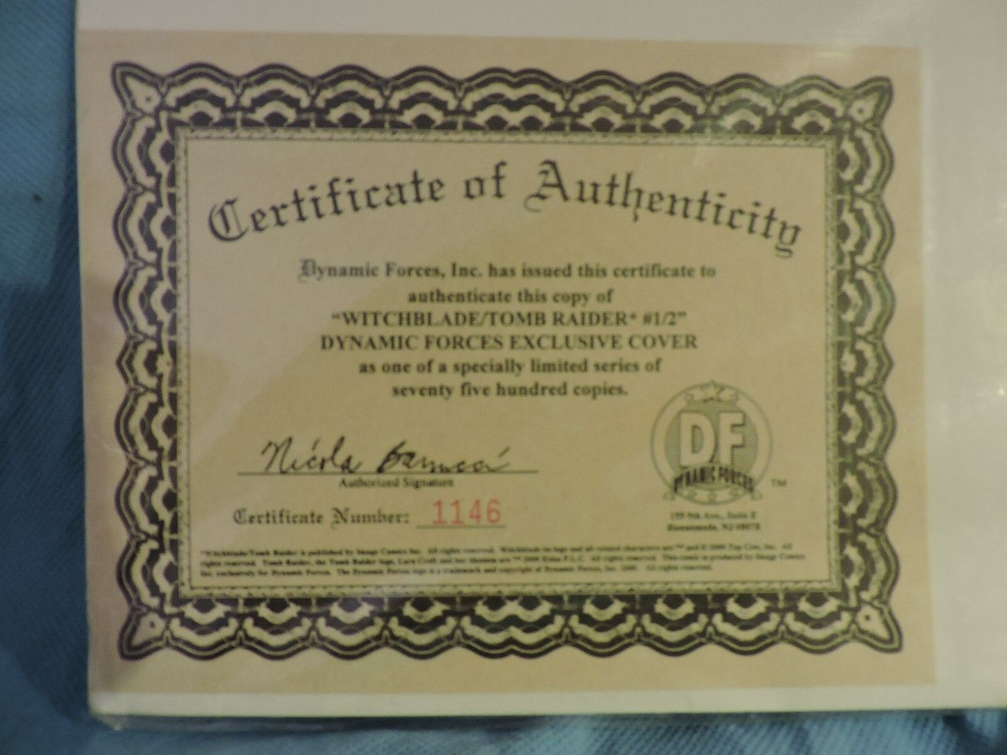 WITCHBLADE/TOMB RAIDER #1/2 DYNAMIC FORCES EXCLUSIVE COVER W/CERTIFICATE