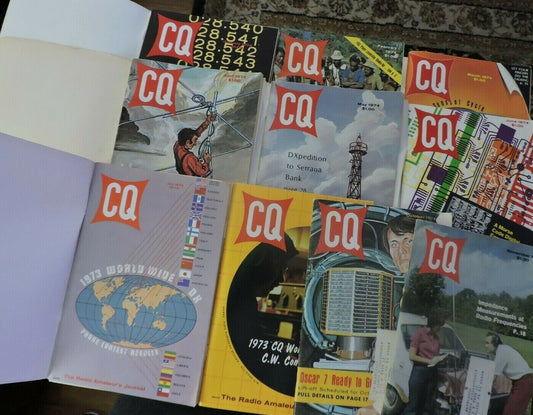 SET OF 10 CQ THE RADIO'S AMATEUR'S JOURNAL  1974 (MISSING SEPTEMBER & DECEMBER)