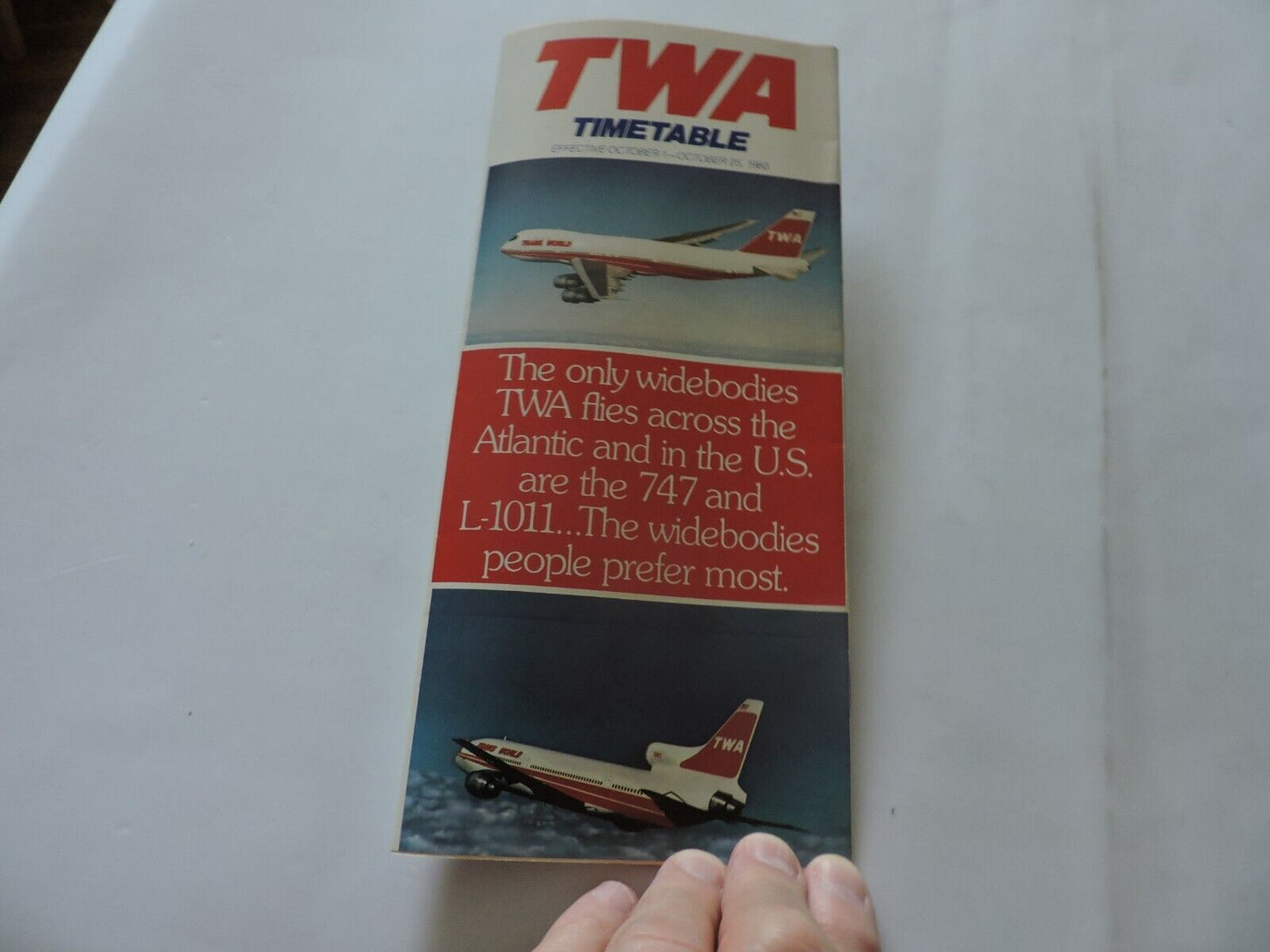 TWA  TIMETABLE OCTOBER 1-OTOBER 25, 1980