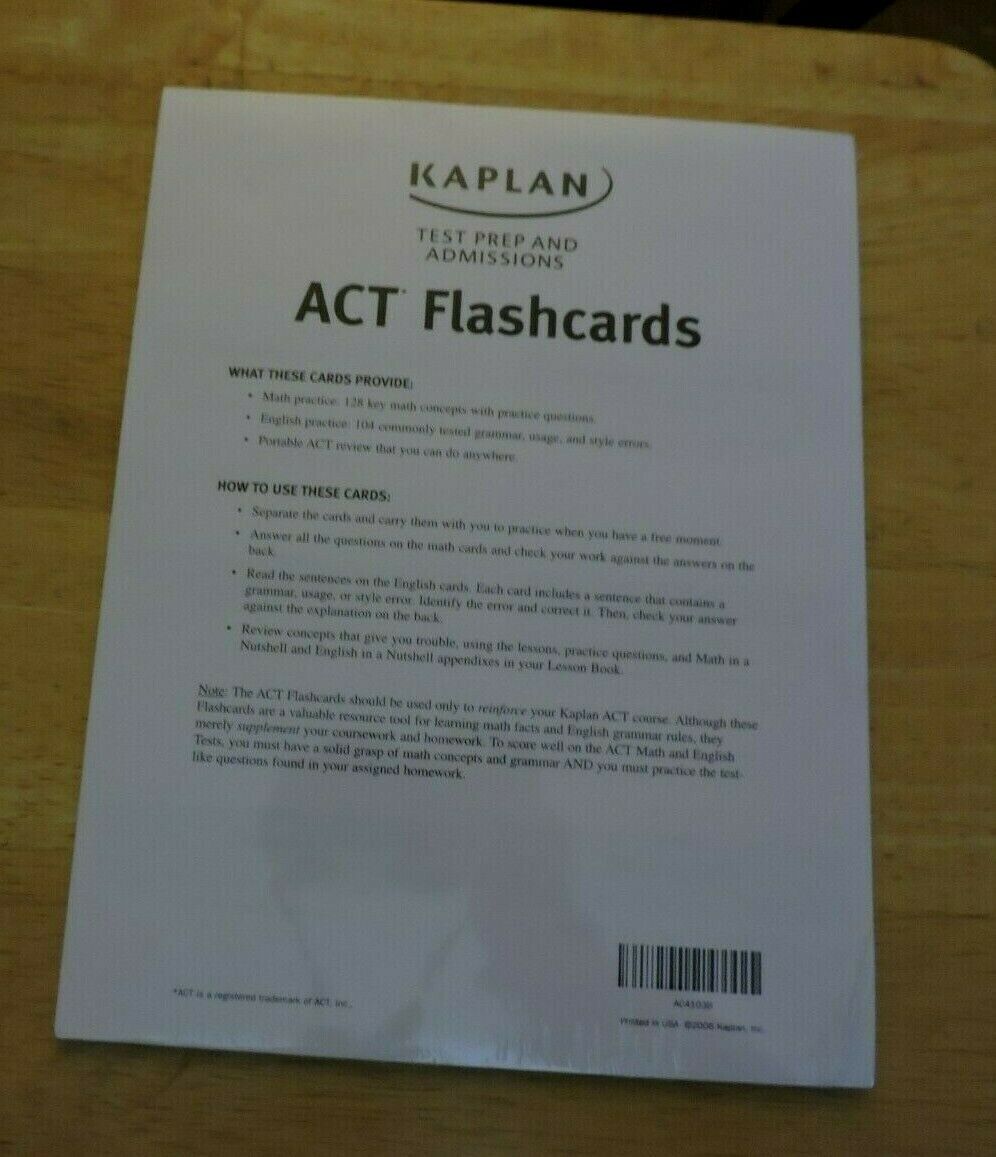 KAPLAN TEST PREP AND ADMISSIONS ACT FLASHCARDS NEW IN PACKAGE