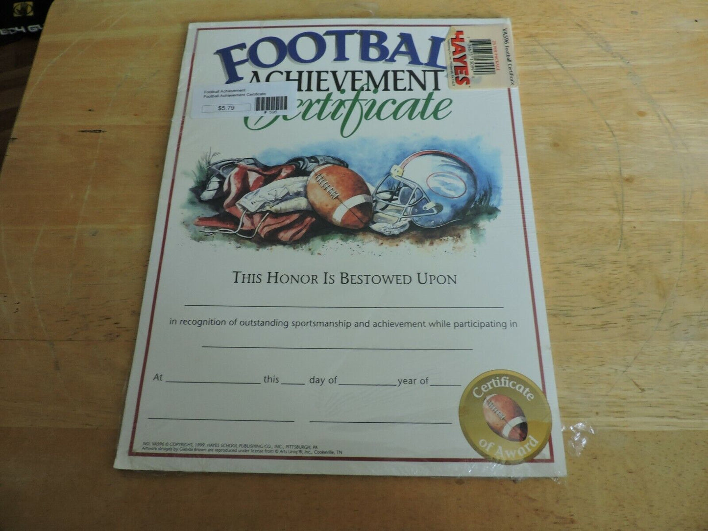 Football Achievement Certificate  NEW PACK OF 25