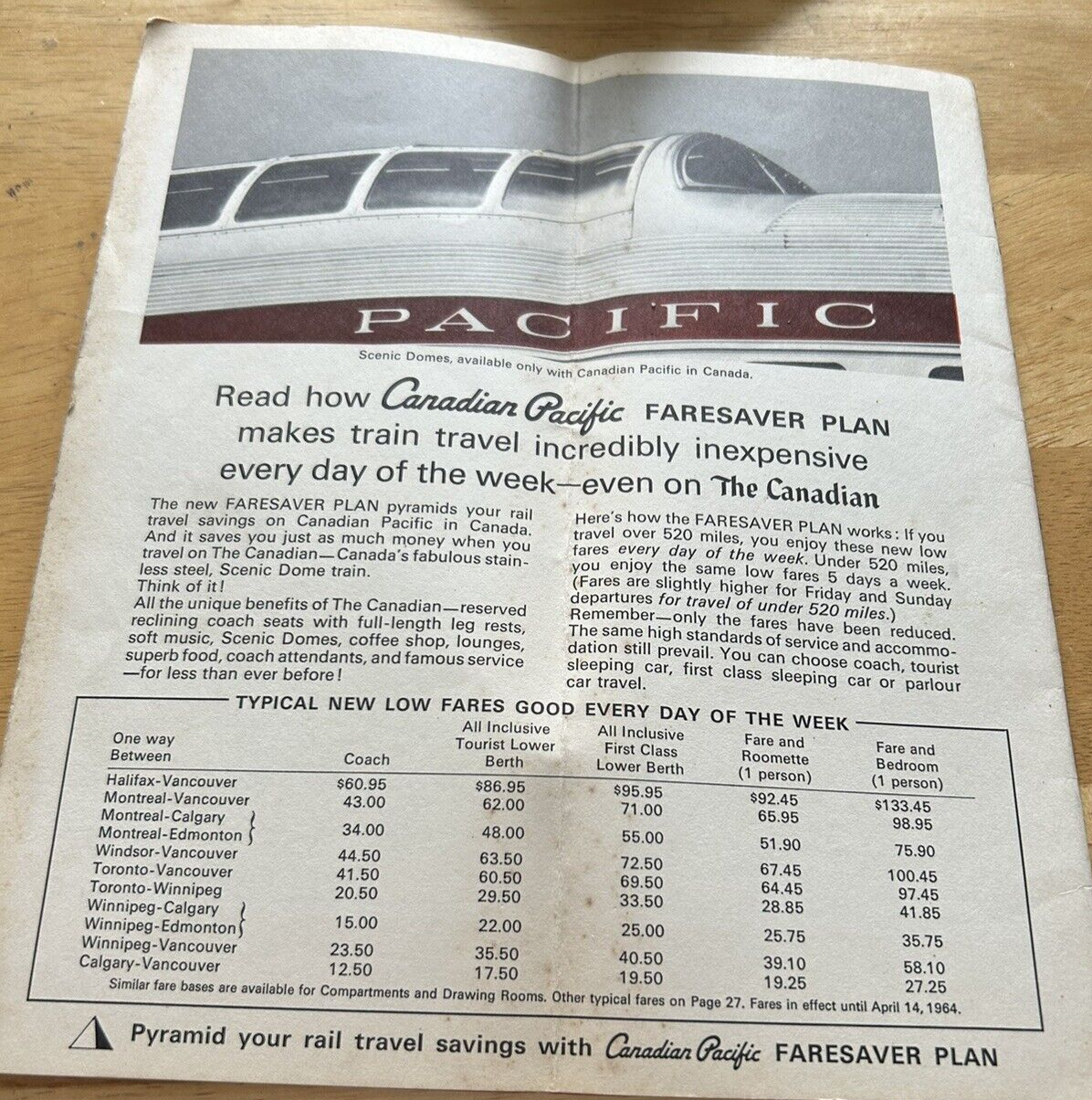 CANDIAN PACIFIC TIMETABLE OCTOBER 27, 1963-APRIL 25, 1964