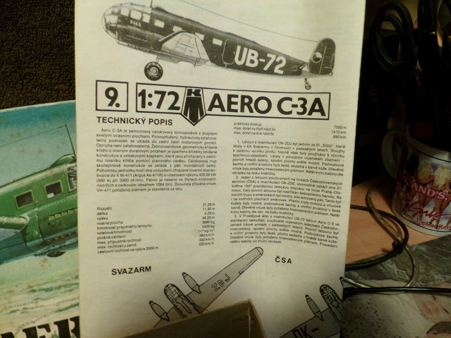 Vintage 1970 KP Model WWII AERO C-3A Bomber Plane Kit made in Czechosiovakia+