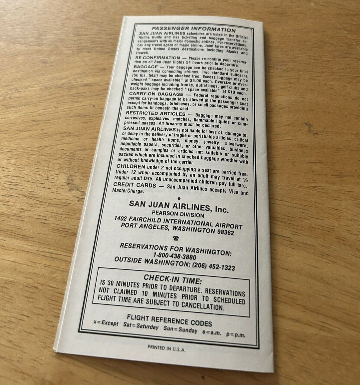 SAN JUAN AIRLINES SYSTEM TIMETABLE JUNE 18,1984