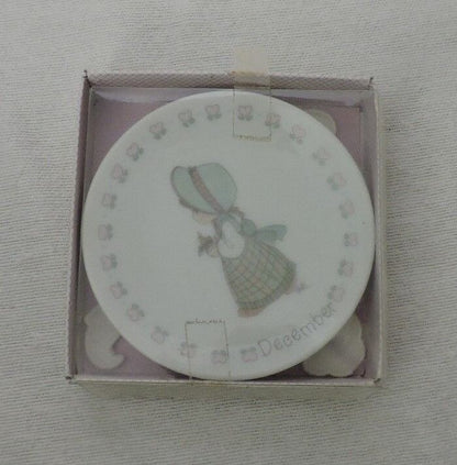 Precious Moments "December" Porcelain Hand Decorated Plate With Easel