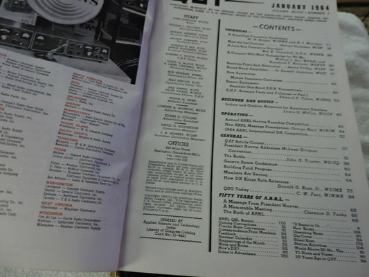 QST AMATEUR RADIO MAGAZINE JANUARY 1964  50TH ANNIVERSARY