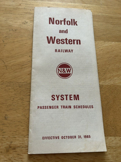 NORFOLK AND WESTERN RAILWAY SYSTEM PASSENGER TRAIN SCHEDULES OCTOBER 31, 1965