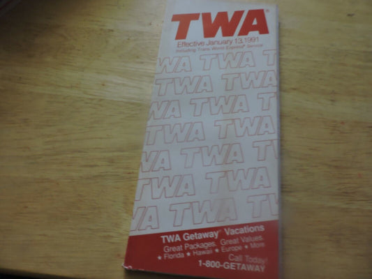 TWA Worldwide Timetable Effective JANUARY 13, 1991