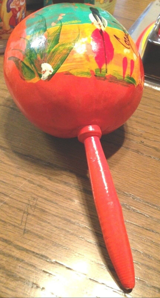VINTAGE (Artist Signed) MARACA-MEXICO SOUVENIR, HAND PAINTED