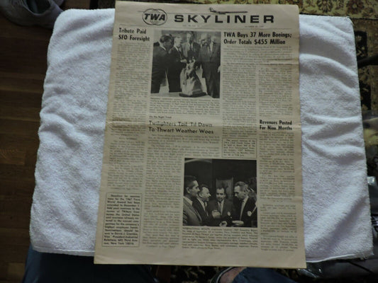TWA SKYLINER  OCTOBER 23, 1967  NEWSPAPER