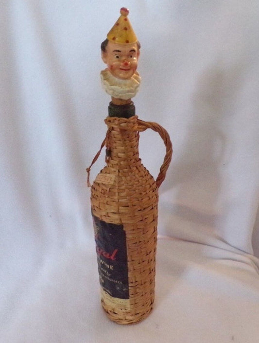 Fragal Lisbon Wine Bottle with Handwoven Basketweave Design and Clown Cork