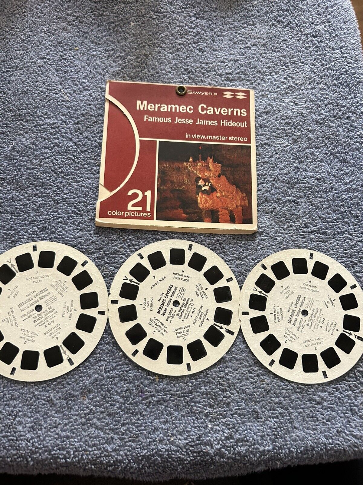 VIEW MASTER 3D REELS:  MERAMEC CAVERNS  3 REELS--OPENED PACKAGE